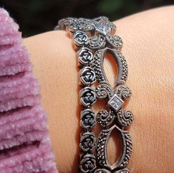 Vintage Sterling Marcasite Bracelet - Picture 4 of 5